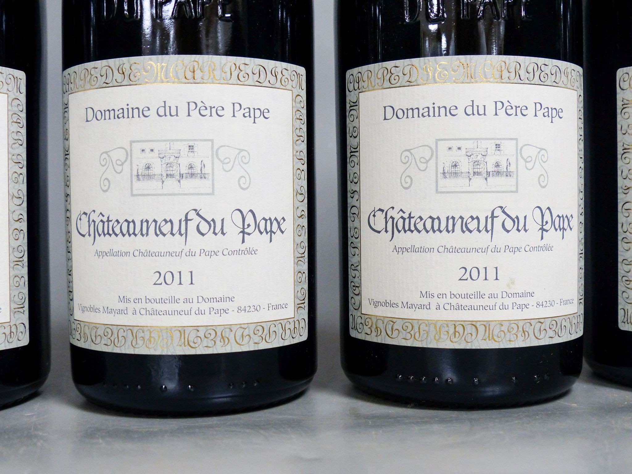 Four bottles of Vignobles Mayard Chateauneuf du Pape Pere du Pape, 2011